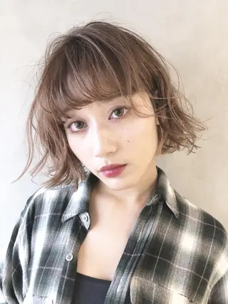 ミディアム カラー パーマ ヘアアレンジ ITbyALBUM 中野店のヘアスタイル