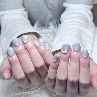 ネイル RAFFINE 月🦋🩵のネイルデザイン