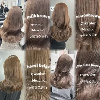 ロング カラー NAMI🤎ブラウン &ミルクティー🤍のヘアスタイル