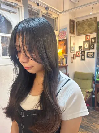 ロング 清水千優/パーマ/透 明感カラー/メンズのヘアスタイル