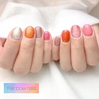 ネイル Rainbow nailsくろちゃんのネイルデザイン