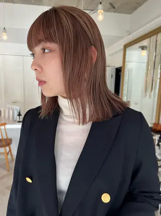 カラー ブリーチカラー🎀 韓国風/寺門美優のヘアスタイル