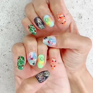 ミディアム カラー パーマ ヘアアレンジ メンズ キッズ ネイル マツエク・マツパ アイブロウ Salon Kのネイルデザイン