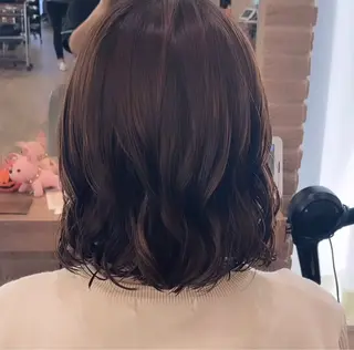 ミディアム パーマ 栄　コテ巻き風デジパ 網屋敬太のヘアスタイル