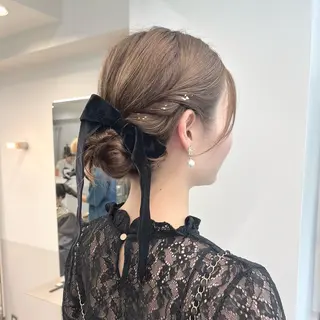 セミロング ヘアアレンジ マミ☁️ヘアセット /お呼ばれヘア/銀座のヘアスタイル