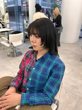 セミロング カラー はるか/ブリーチカラ ー/ヘアアレンジ🤍のヘアスタイル