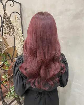 ロング カラー ヘアアレンジ 【ピンク/韓国ヘア/ ヘアセット】亜海のヘアスタイル