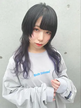 ロング カラー HOLON池袋所属・ウルフカット ハッシュカット/七海のヘアスタイル