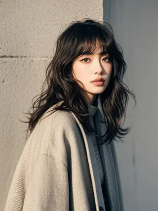 セミロング ウルフカット 811 大阪梅田 ウルフのヘアスタイル