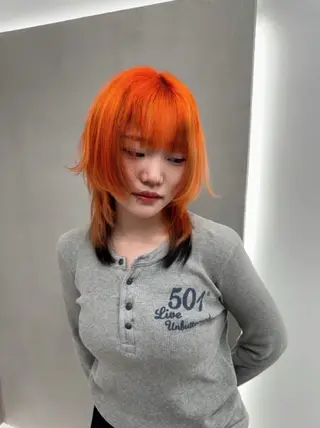 ミディアム カラー 🐺ウルフ/レイヤー カット/高嶋湧大のヘアスタイル