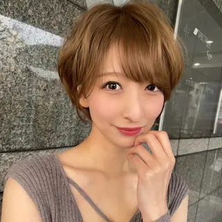 ショート カラー パーマ 🎀大川 錬🎀 ブリーチなしWカラーのヘアスタイル