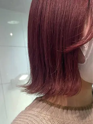 ミディアム カラー ボブ/暖色カラー コウボヒカルのヘアスタイル