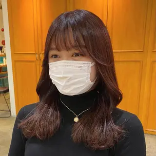 ミディアム カラー salowin渋谷kitaya park前所属・RIKA韓国ヘア/く びれヘア/上品カラーのヘアスタイル