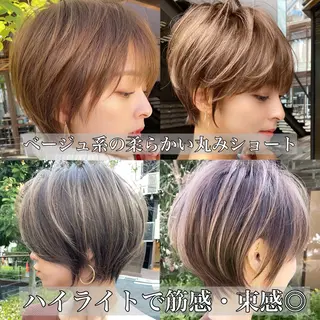 ショート カラー laff 新宿所属・切りっぱなしボブ レイヤー/縮毛矯正のヘアスタイル