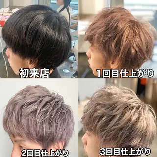 ショート カラー ✨艶ブリーチカラー ✨四ノ宮裕己のヘアスタイル