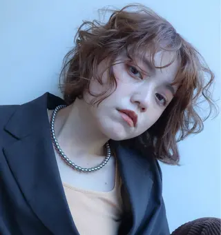 ミディアム カラー パーマ 森山 陽菜のヘアスタイル