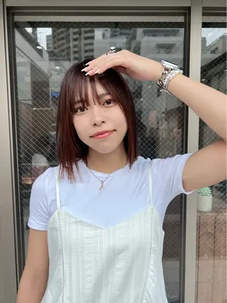 ショート カラー 🌟小顔カット🌟 レイヤーカットボブのヘアスタイル