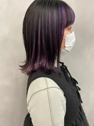 ミディアム カラー ハイトーン/ ボブ 中村麟のヘアスタイル