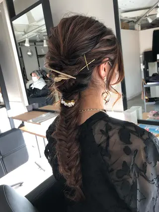 ロング カラー ヘアアレンジ 下妻 カラーエクステ難波のヘアスタイル