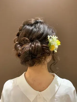 セミロング ヘアアレンジ きむえり/髪質改善 /セット/カラーのヘアスタイル