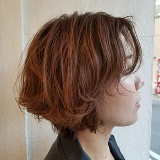 ショート パーマ 🙃 透明感カラー/ボブのヘアスタイル