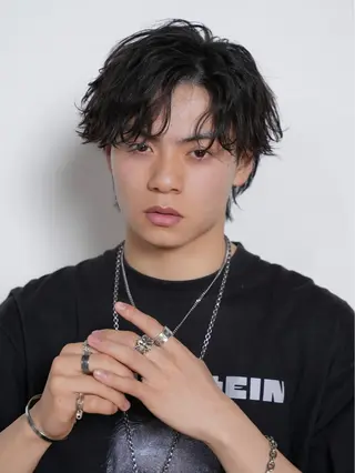 ミディアム パーマ メンズ シースルーマッシュ/ メンズ/KYOHEIのヘアスタイル