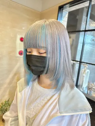 ミディアム lil'Lab所属・ハイトーンカラー💇 磯本　貴信のヘアスタイル