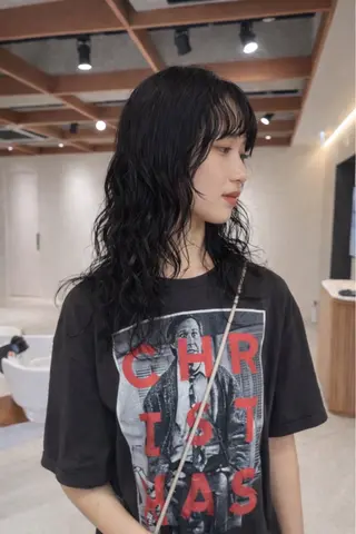 ロング カラー レイヤーカット ボブパーマNo.1のヘアスタイル