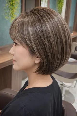 ショート カラー 白髪ぼかしハイライト 茗荷谷駅徒歩2分のヘアスタイル