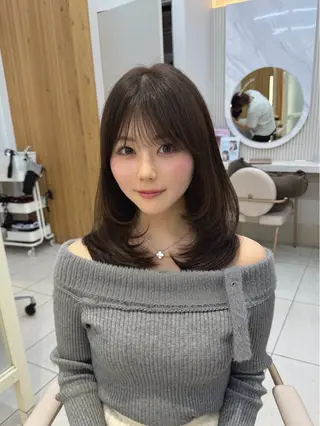 セミロング 顔周り/透明感カラー /韓国ヘア/TAKUのヘアスタイル