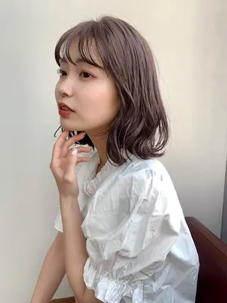ミディアム カラー 🌱小顔ヘア/ボブ ミディアム/双葉🌱のヘアスタイル