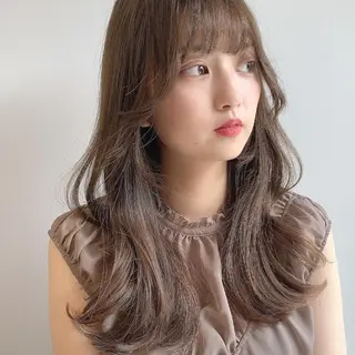ミディアム カラー 透明感/オリーブ/ グレージュ/YUKAのヘアスタイル