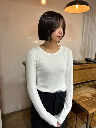 ショート カラー 韓国ボブ＆顔まわり レイヤー♡TOMOEのヘアスタイル