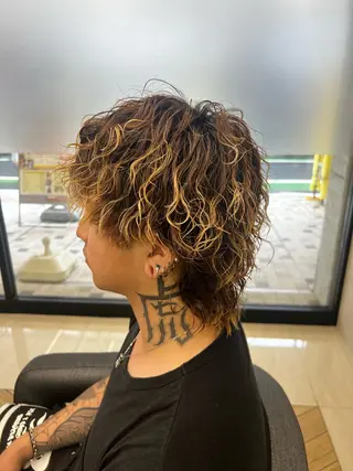 ミディアム パーマ メンズ 🪐メンズ特化 ヤマクラ　タイキのヘアスタイル