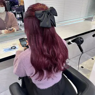 セミロング カラー ヘアアレンジ 💕上野美容師☁ ブリーチ💖サワのヘアスタイル