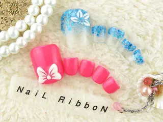 ネイル ネイルリボン 受付スタッフのネイルデザイン