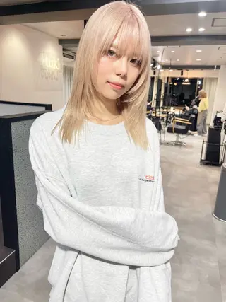 ミディアム カラー うる艶カラー/ハイト ーン🎀hina🎀のヘアスタイル