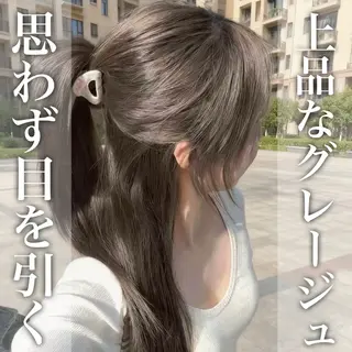 ロング カラー 透明感カラー グレージュ/あいのヘアスタイル