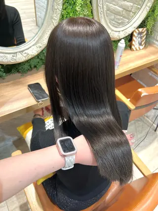 セミロング 艶髪🫧暖色カラー/ シールエクステ🎀のヘアスタイル