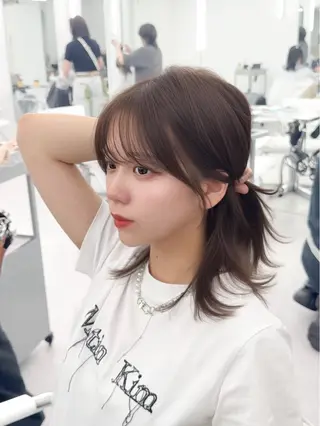 ミディアム カラー ヘアアレンジ 最小顔周り&レイヤー 特化/池袋/kokiのヘアスタイル