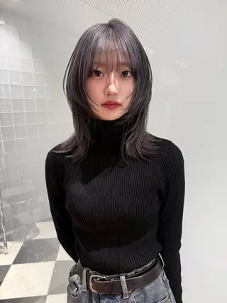 ミディアム anna 韓国レイヤ ー/ ハッシュカットのヘアスタイル