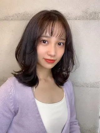 ミディアム カラー 透明感/オリーブ/ グレージュ/YUKAのヘアスタイル