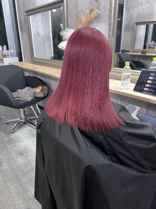 セミロング サニーサイド大名 ダブルカラー髪質改善のヘアスタイル