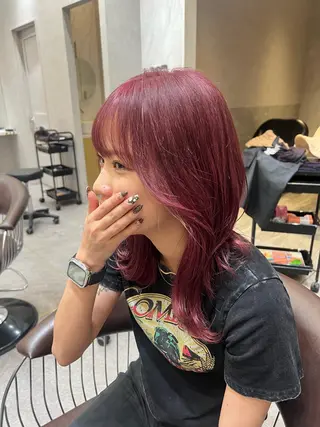 ミディアム カラー ヘアアレンジ ARIA💎縮毛矯正 ブリーチ💎複雑履歴のヘアスタイル