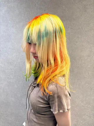 ミディアム カラー rilas博多所属・jyui/原宿 ハイトーン/デザインのヘアスタイル