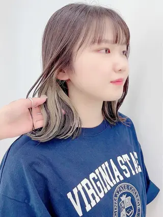 ミディアム ブリーチなしWカラー /レイヤー/セイナのヘアスタイル