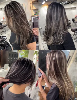 セミロング カラー apollo yokohama所属・バレイヤージュ横浜 ハイライトのヘアスタイル