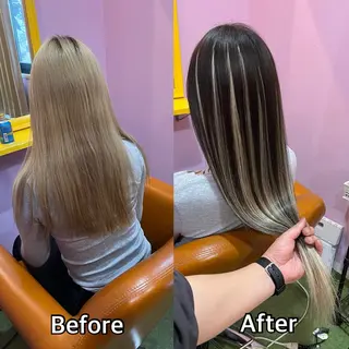 ロング シール＋ちび編み込み エクステ梅田🐨のヘアスタイル