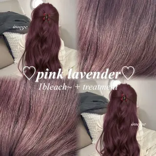 ロング カラー ヘアアレンジ 🤍淡色ピンク&ラベ ンダーYUKI🤍のヘアスタイル