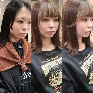 セミロング カラー 西田 理沙のヘアスタイル